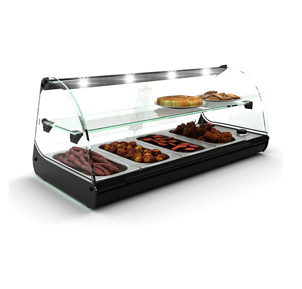 Expositor de Balcão Sayl Quente 2 Pisos Line Banho Maria C24L (LED) (4 Tabuleiros GN 1/3 x 40mm) (Dim.: 840Lx395Px360A)