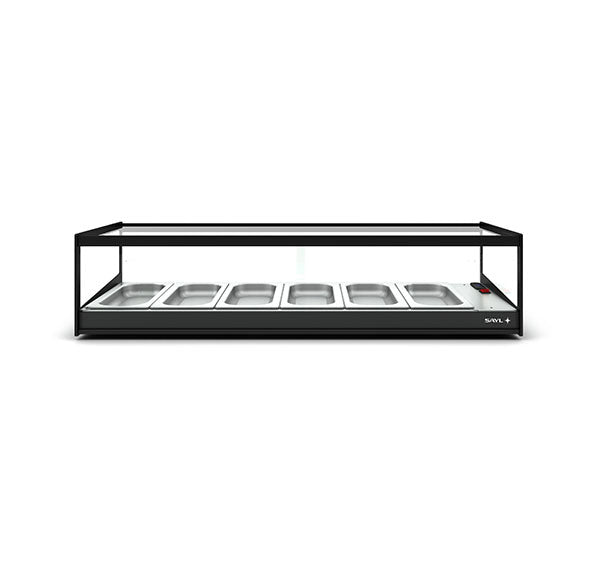 Expositor de Balcão Sayl Quente Logic 1P Line Banho Maria CLO6BL (LED) (6 Tabuleiros GN 1/3 x 40mm) (Dim.: 1190Lx395Px225A)