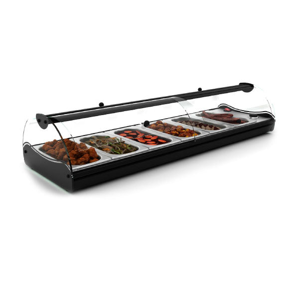 Expositor de Balcão Sayl Quente Self-Service Line Banho Maria CSS6L (LED) (6 Tabuleiros GN 1/3 x 40mm) (Dim.: 1190Lx395Px245A)