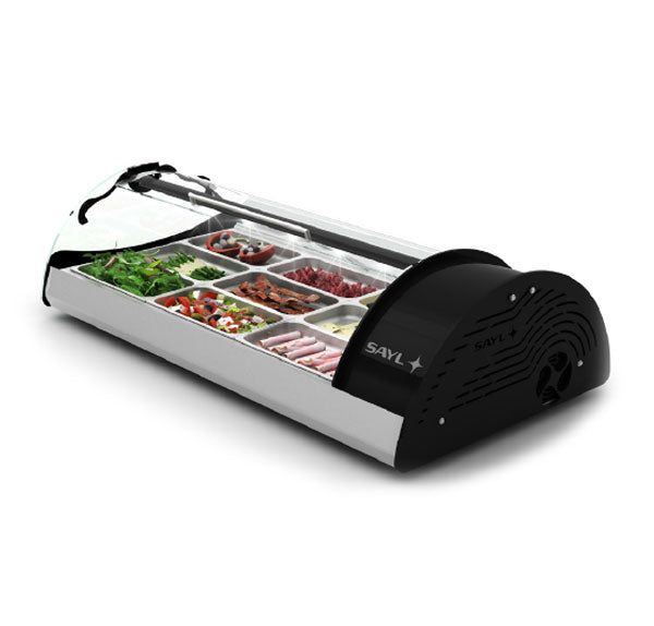 Expositor de Balcão Sayl Refrigerado Maxiself Line VMX3 (s/ estante) (3 Tabuleiros GN 1/1 x 65mm) (Dim.: 1210Lx650Px320A)