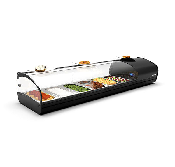 Expositor de Balcão Sayl Refrigerado Shark 1P Line SK8 (8 Tabuleiros GN 1/3 x 40mm) (Dim.: 1788Lx395Px270A)