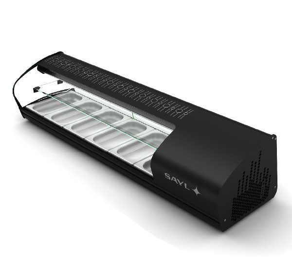 Expositor de Balcão Sayl Refrigerado Sushi Shark 2P Line SK26SP (s/ Tabuleiros - 15mm) (Dim.: 1438Lx395Px340A)
