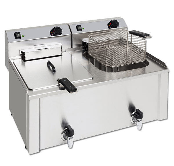 Fritadeira Industrial de Bancada Actimac (Mod. K) Elétrica de Cuba Dupla XDFK 1010LG T (com torneira)