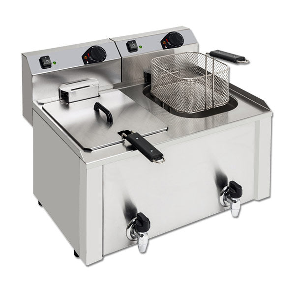 Fritadeira Industrial de Bancada Actimac (Mod. K) Elétrica de Cuba Dupla XDFK 77LG C (com torneira)