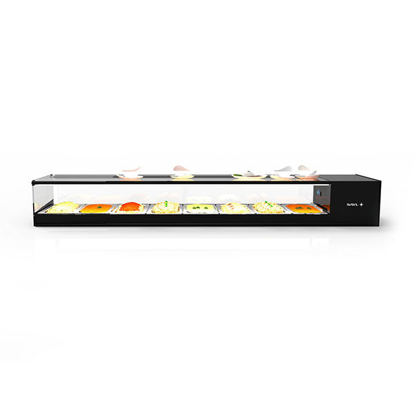 Expositor de Balcão Sayl Refrigerado Logic Line VTLG8 (8 Tabuleiros GN 1/3 x 40mm) (Dim.: 1680Lx380Px225A)