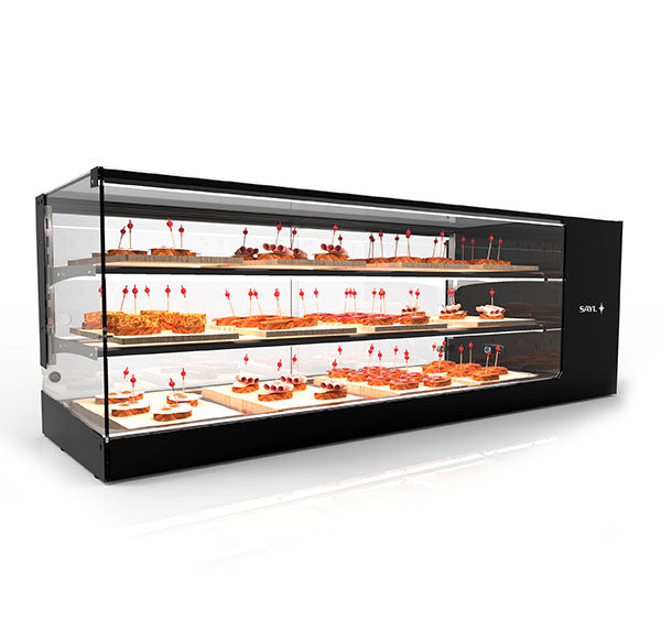 Expositor de Balcão Sayl Refrigerado Logic Triple Line VTLG28P - 2 Estantes - (Cuba Plana) (Dim.: 1680Lx380Px460A)