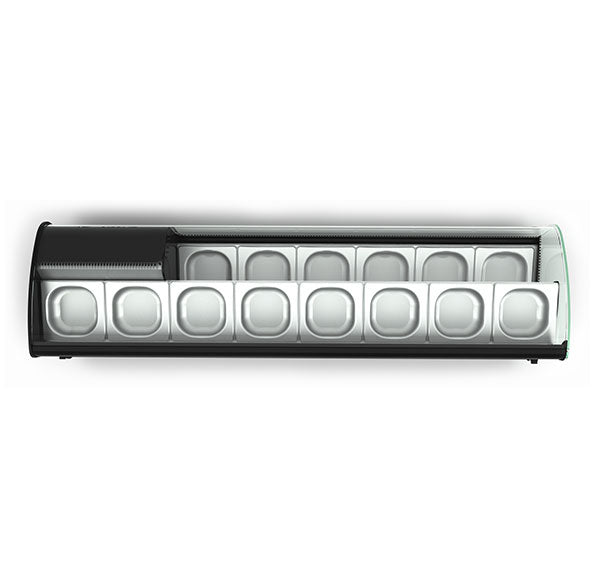Expositor de Balcão Sayl Refrigerado Shark 46-68 Line V68 (8 Tabuleiros GN 1/6 x 40mm + 6 GN 1/3 40mm) (Dim.: 1788Lx395Px340A)