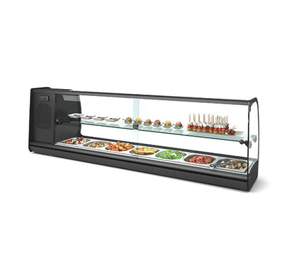 Expositor de Balcão Sayl Refrigerado SLIM Line VSL7 (7 Tabuleiros GN 1/6 x 40mm) (Dim.: 1350Lx260Px400A)