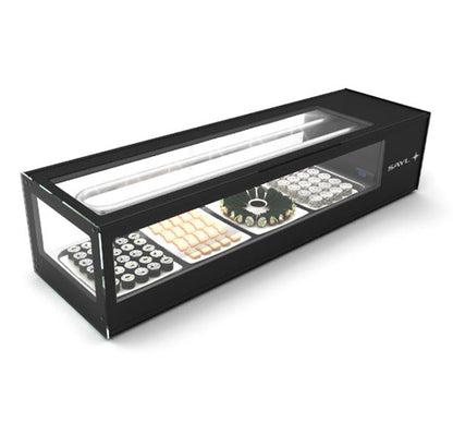 Expositor de Balcão Sayl Refrigerado Sushi Logic Line VTLG6S (6 Tabuleiro GN 1/3 x 40mm) (Dim.: 1320Lx380Px300A)