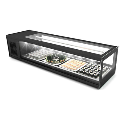 Expositor de Balcão Sayl Refrigerado Sushi Logic Line VTLG6S (6 Tabuleiro GN 1/3 x 40mm) (Dim.: 1320Lx380Px300A)