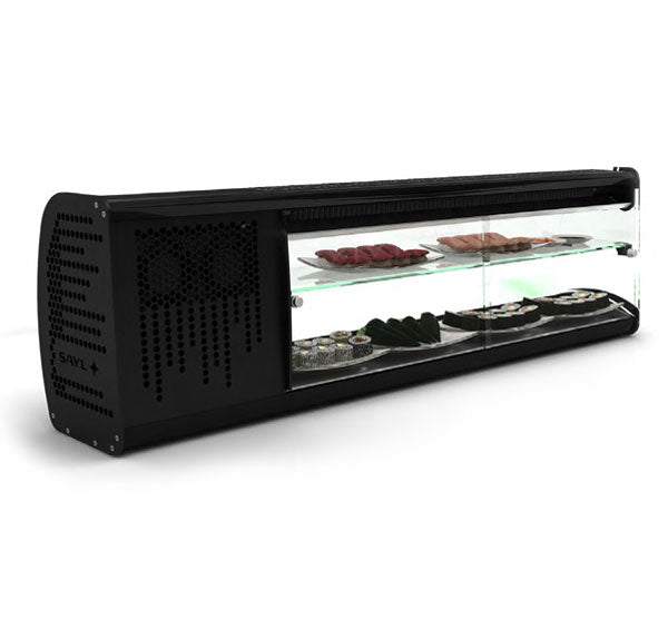 Expositor de Balcão Sayl Refrigerado Sushi Slim Line VSL7S (7 Tabuleiro GN 1/6 x 40mm) (Dim.: 1350Lx260Px400A)